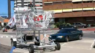 Giant Shopping Cart in Uruguay This is one of the strangest sights I’ve come across in my travels: a giant shopping cart “driving” down the street! I think it was an advertisement for a supermarket in Punta del Este, Uruguay.