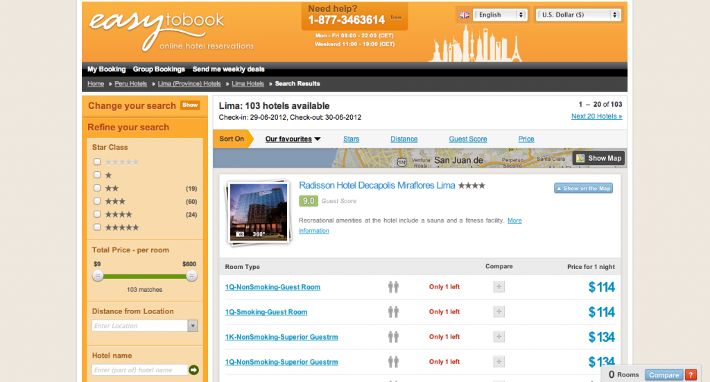 Lima hotels page