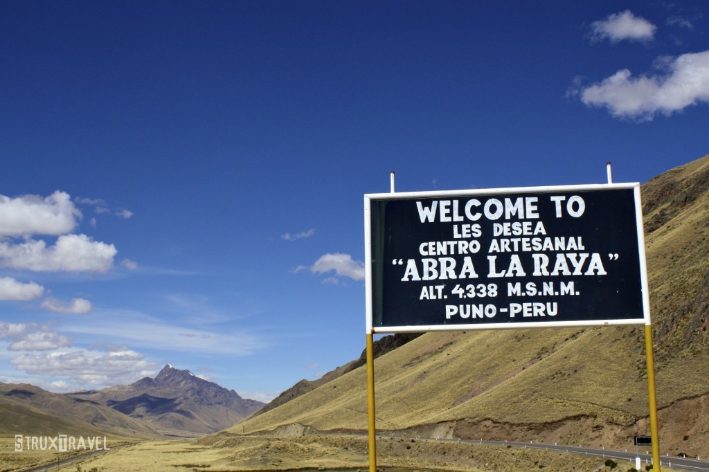 Abra La Raya sign altiplano peru andean plateau